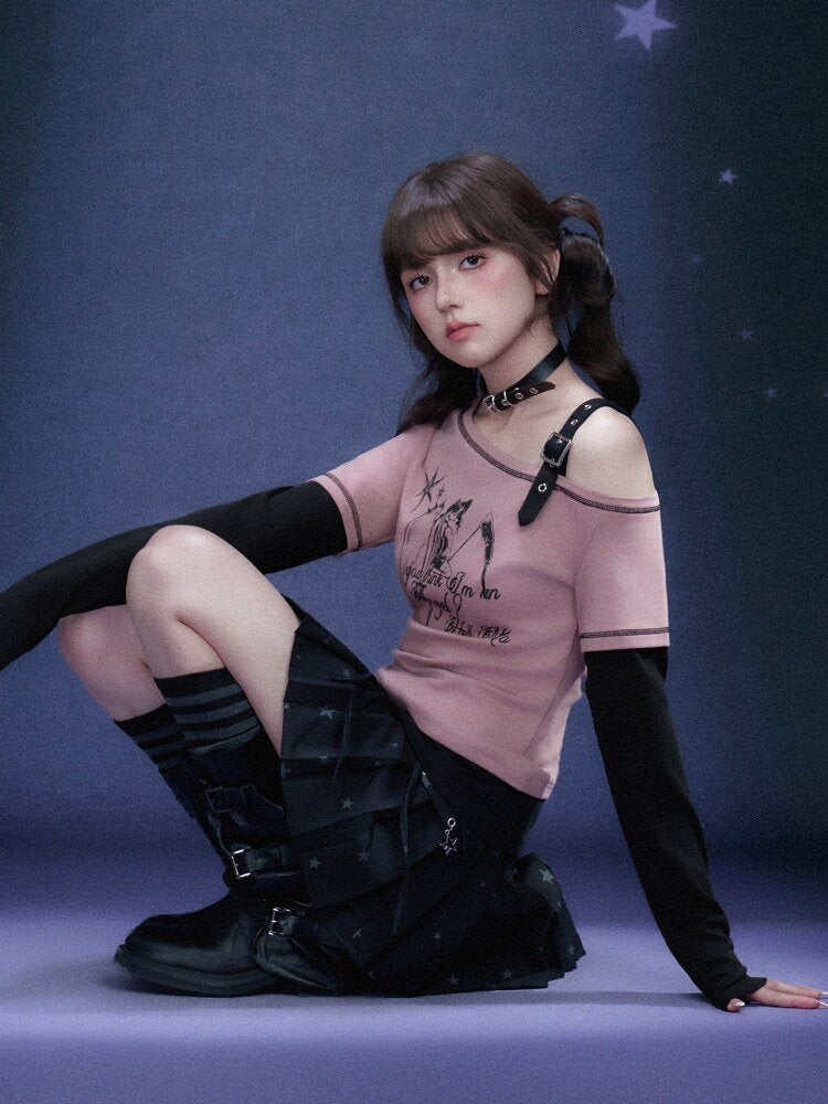 Fake Two Angel Printed T-shirt【s0000015767】