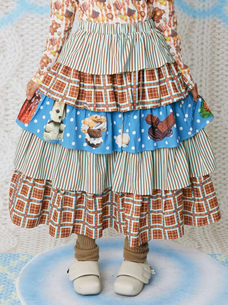 Chocolate Cake Print Versatile Skirt【s0000014860】