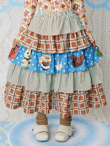 Chocolate Cake Print Versatile Skirt【s0000014860】