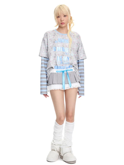 Bow-Tie Lace Two-Piece Style Pleated Skirt【s0000014089】