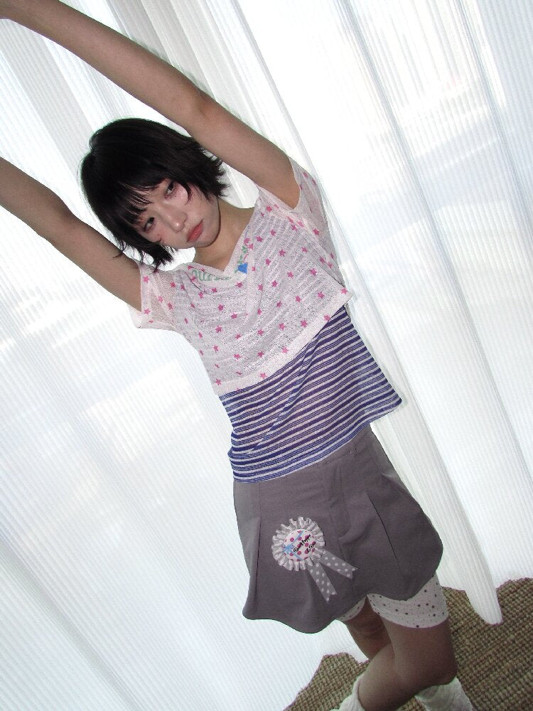 Y2K Star Mesh Elastic Short Top【s0000018677】
