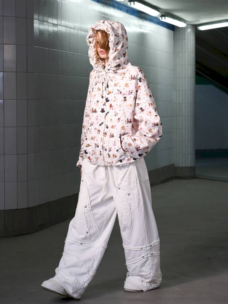 Puppy Print Sweatshirt Jacket【s0000014413】