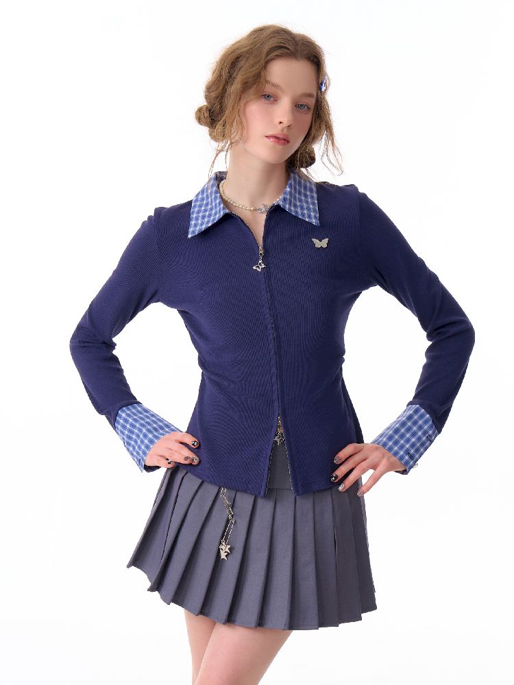 Long Sleeve Navy Blue Shirt【s0000012260】