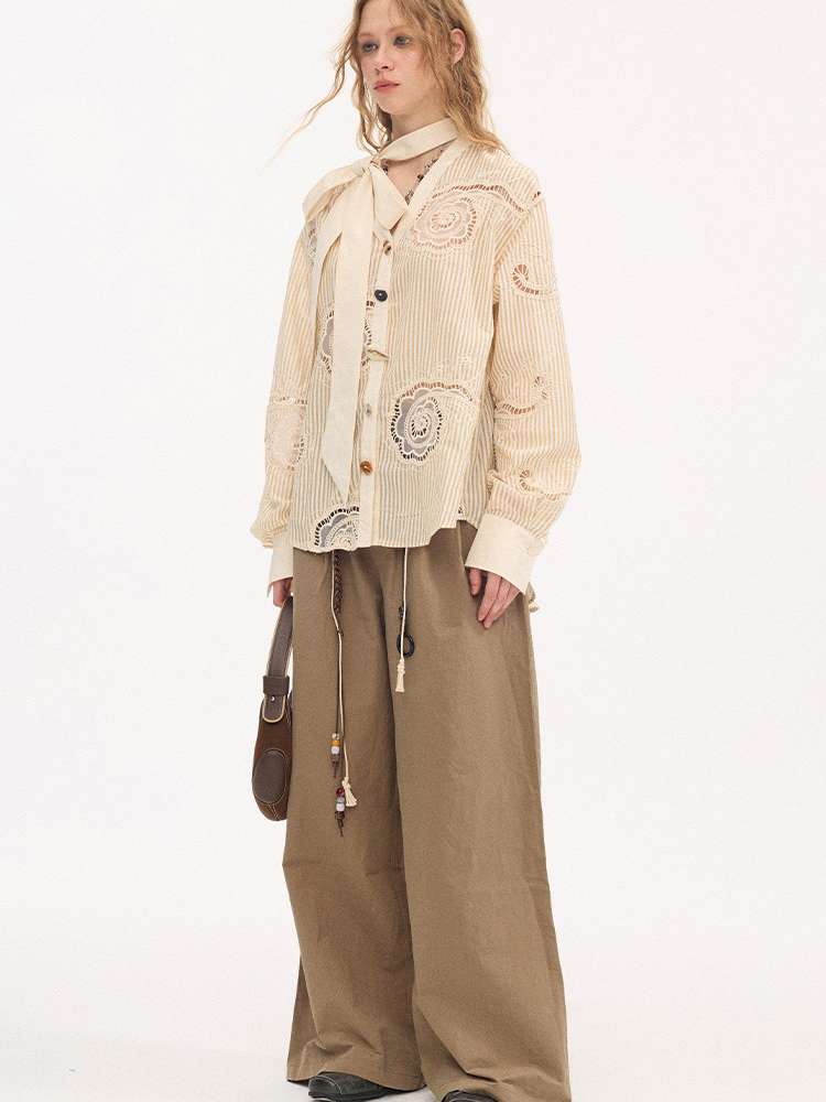 Strappy Bow Embroidered Shirt【s0000015410】
