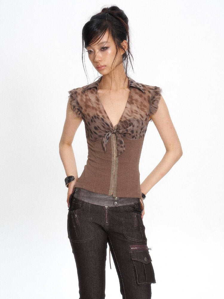 Silk Print Patchwork Corset Top【s0000017662】