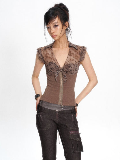 Silk Print Patchwork Corset Top【s0000017662】
