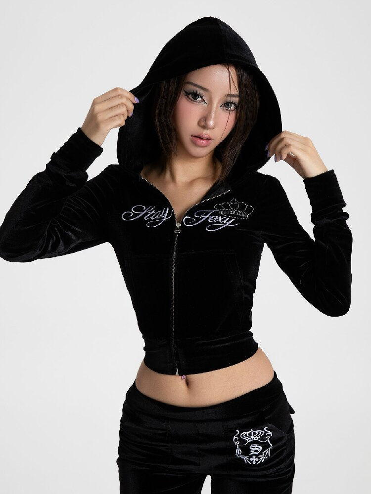 Velvet Slim Hooded Sports Set【s0000018568】