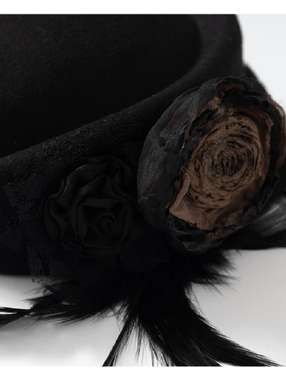 Baroque Lace Wool Equestrian Beret【s0000017994】