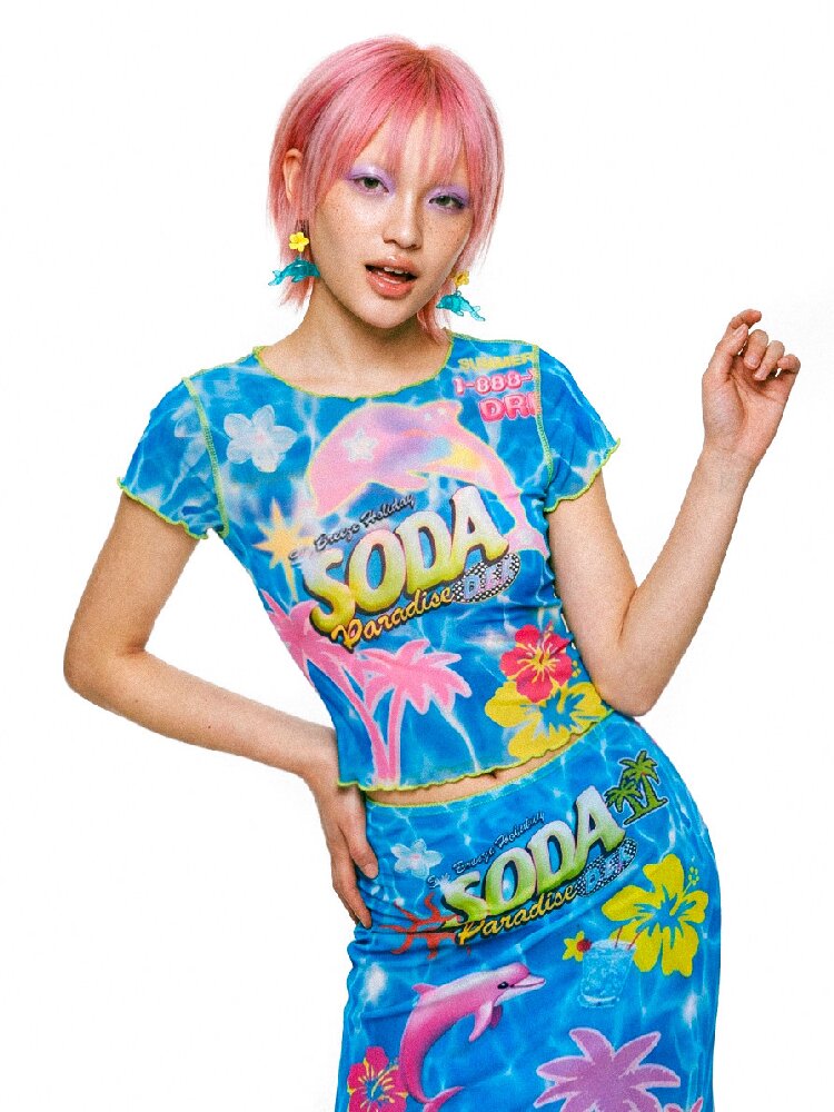 Mesh Short Sleeve Mermaid Dress【s0000017519】