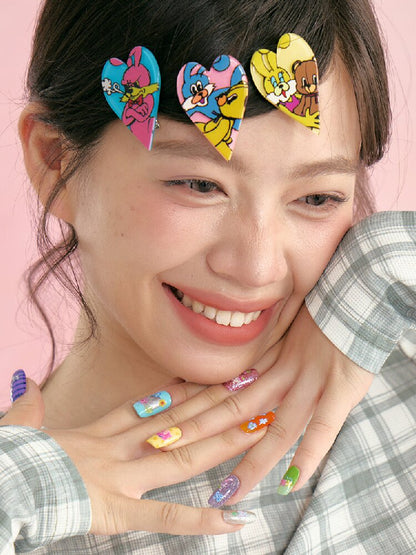Colorful Rabbit Heart Acrylic Hair Clips【s0000019247】