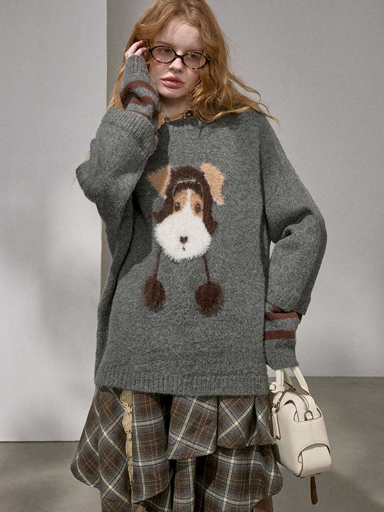 Puppy Kissing Bear Sweater Skirt【s0000015068】