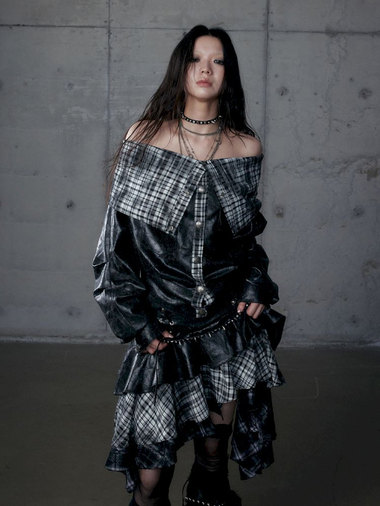 Back leather long sleeve sweater jacket【s0000013477】