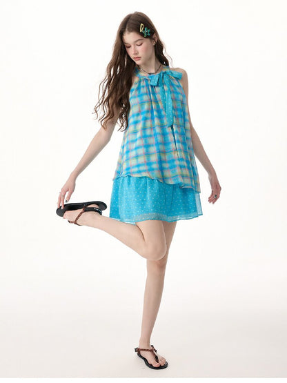 Summer Fresh Plaid Halter Dress【s0000017300】