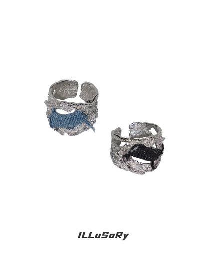 Futuristic Denim Silver Open Ring【s0000018816】