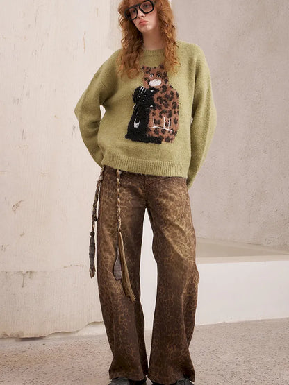 Embroidered Crewneck Pullover Sweater【s0000014082】