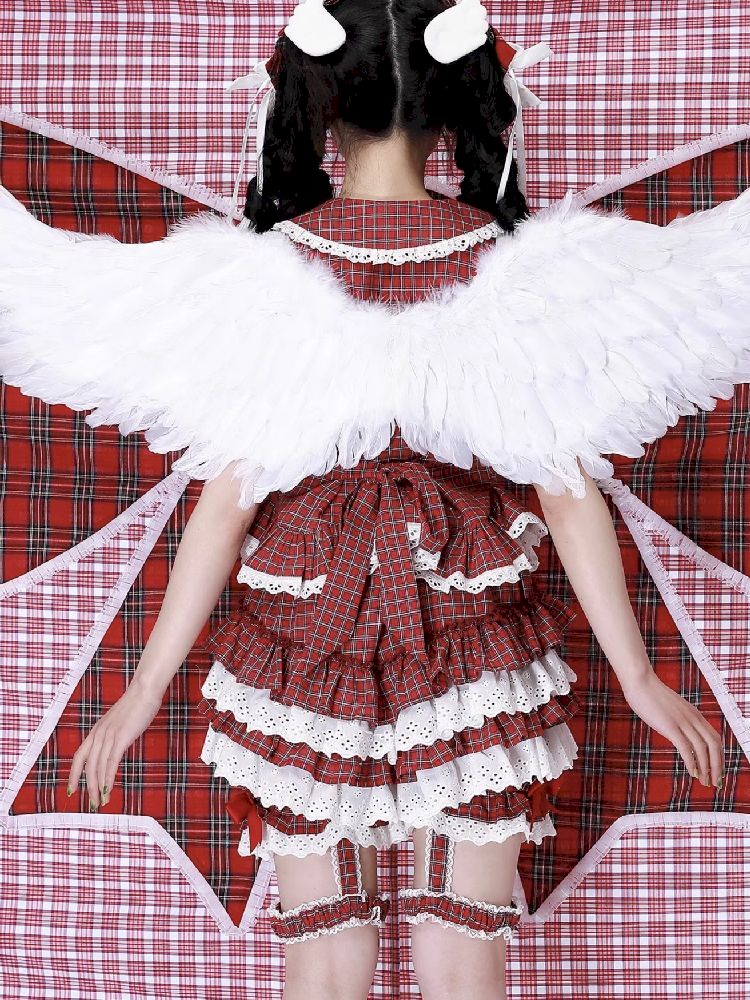 Red Plaid Cake Skirt【s0000012193】