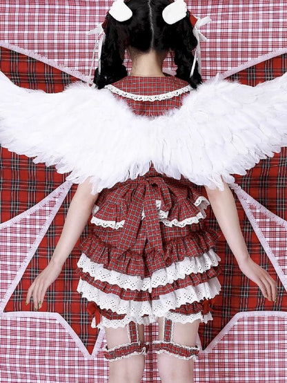 Red Plaid Cake Skirt【s0000012193】