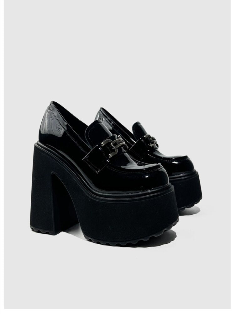 Glossy Patent Leather Buckle Loafers【s0000015715】
