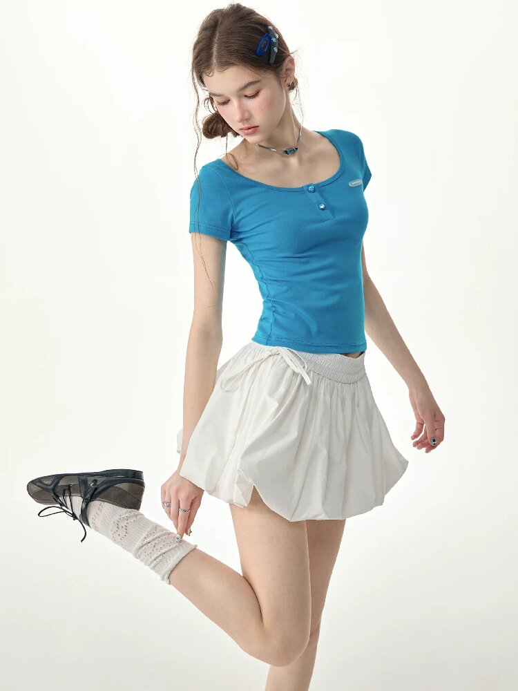 Blues Sweetheart U Neck Short T Shirt【s0000017258】