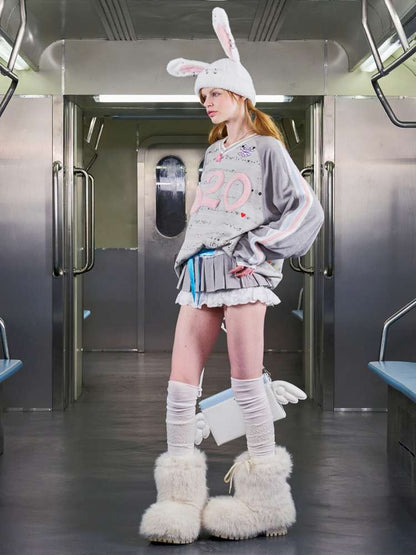 Embroidered Raglan Sleeve Sweatshirt【s0000014638】