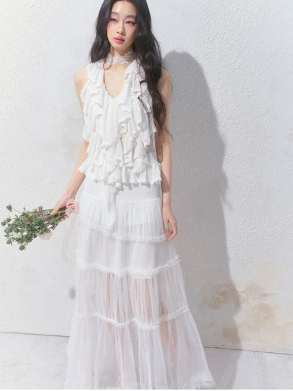Semi-Sheer Vibe Halter Long Skirt【s0000012158】
