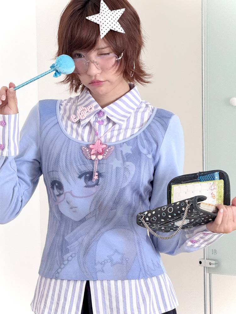 Cartoon-Style Two-Piece Long-Sleeve Shirt【s0000014447】