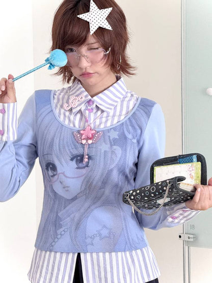 Cartoon-Style Two-Piece Long-Sleeve Shirt【s0000014447】