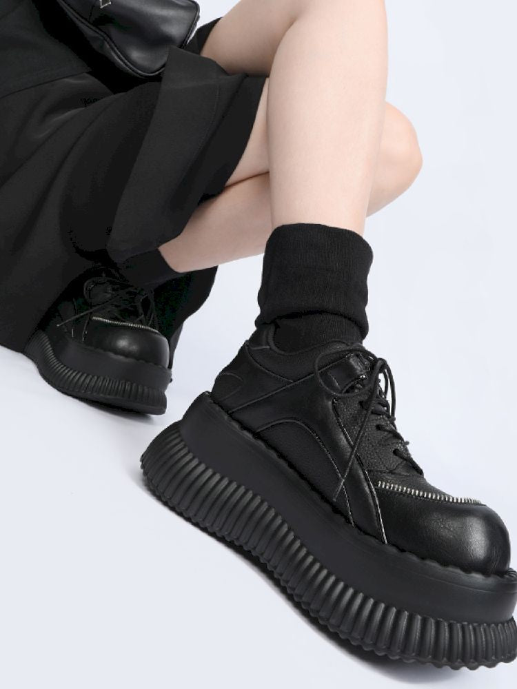 Gothic subculture lace up thick bottom shoes【s0000013710】