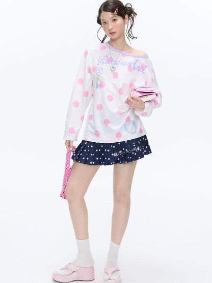 Polka Dot Stripe Long Sleeve Top【s0000016397】
