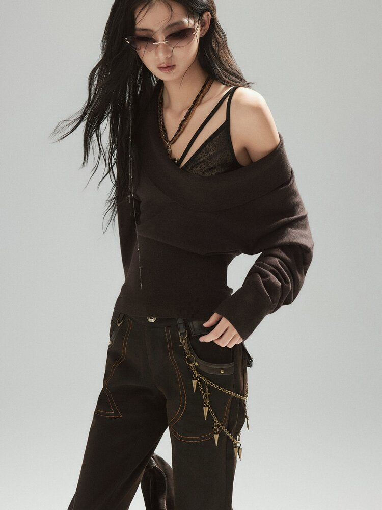 Coffee Swing Collar Woolen Top【s0000015605】