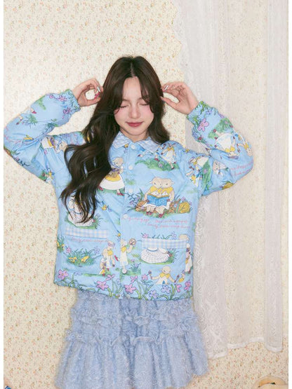 Lamb Illustration Print Down Jacket【s0000014498】