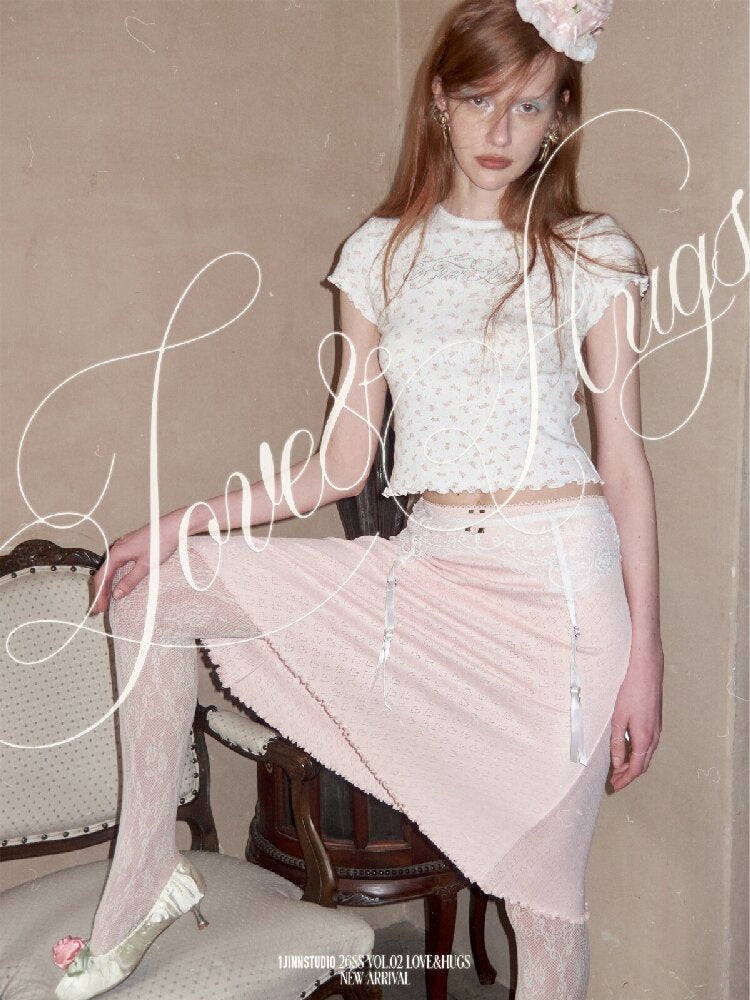 Diamond Lace Slim Short Sleeve T-Shirt【s0000016909】