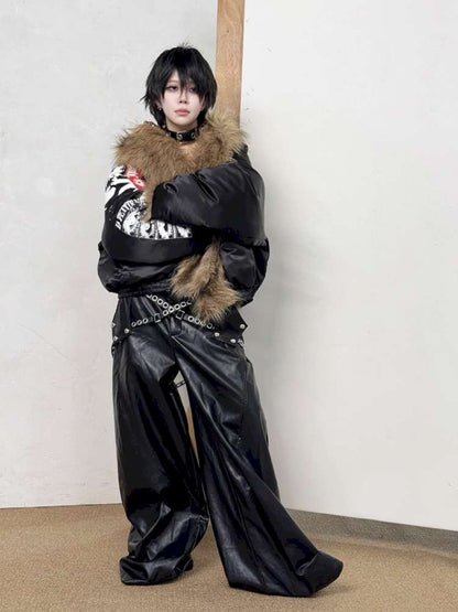 Faux Fur Belted Leather Pants【s0000014535】