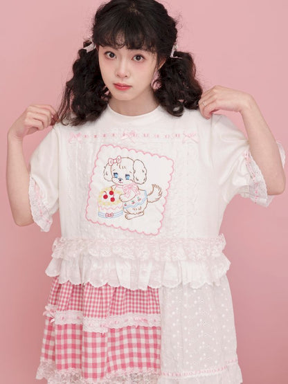 Embroidered Ribbon Lace T-Shirt【s0000012016】