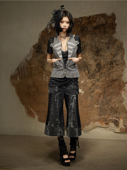 Dark Punk Cropped Bootcut Pants【s0000016887】
