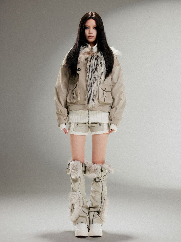 Fake Two Piece Pu Leather Jacket【s0000011252】