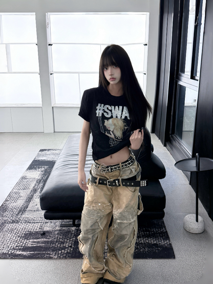 Portrait Diamond Print Crew Tee【s0000018217】