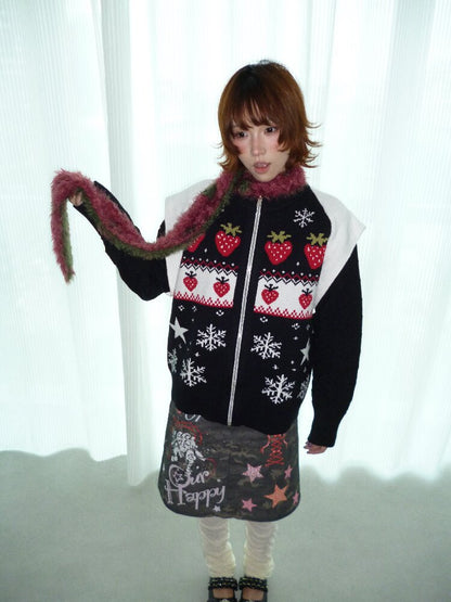 Strawberry Fair Isle Jacquard Sweater【s0000018669】