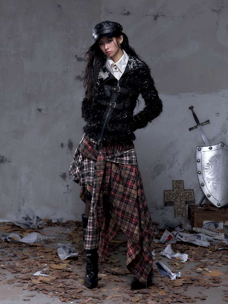 Leather Print Collared Coat【s0000014468】