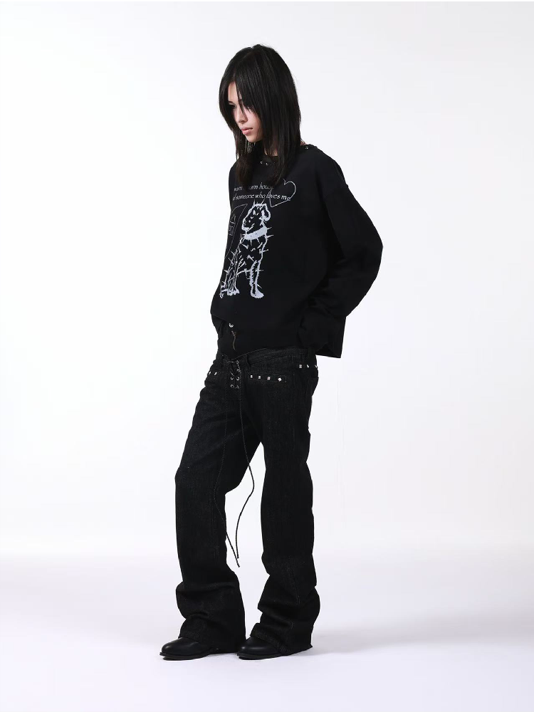 Stacked Raw Denim Zipper Jeans【s0000018188】