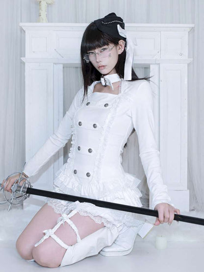 Subculture Thin Velvet Double Breasted Halter Top【s0000014683】