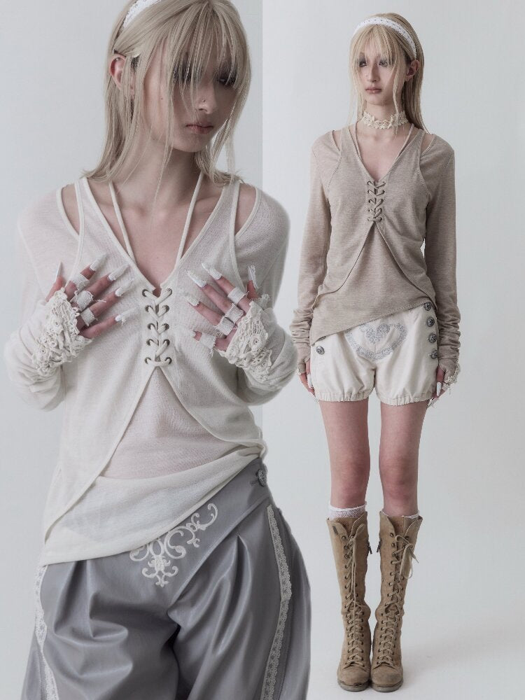 Romantic Antique Embroidered Top【s0000017973】
