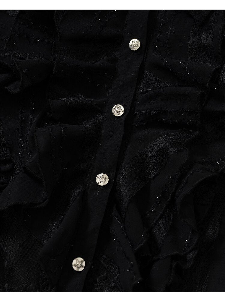 Openwork Lace Irregular Shirt Dress【s0000015941】