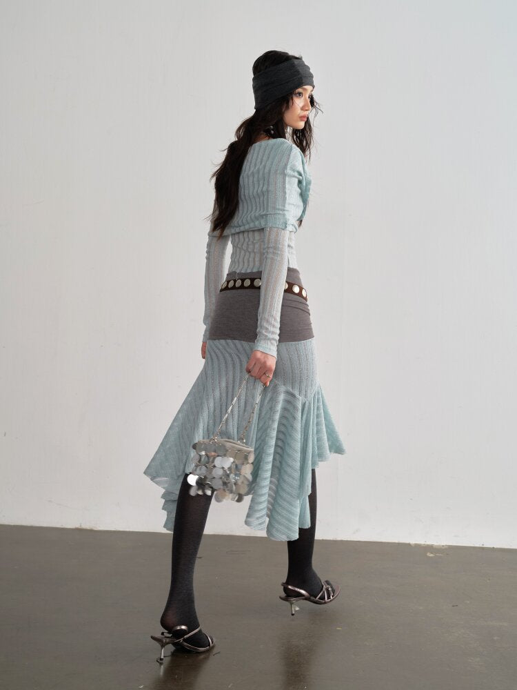 Mint Translucent Swing Collar Skirt【s0000015698】