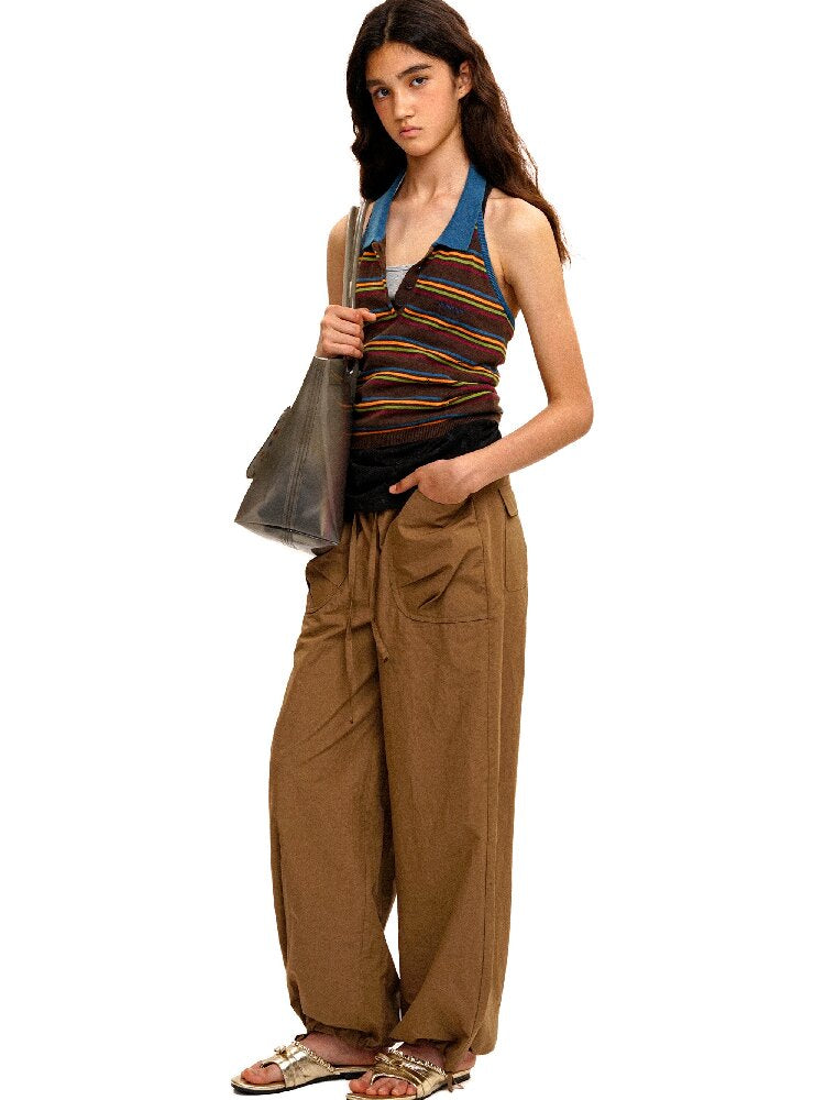 Striped Color-Blocked Halter Knit【s0000017409】