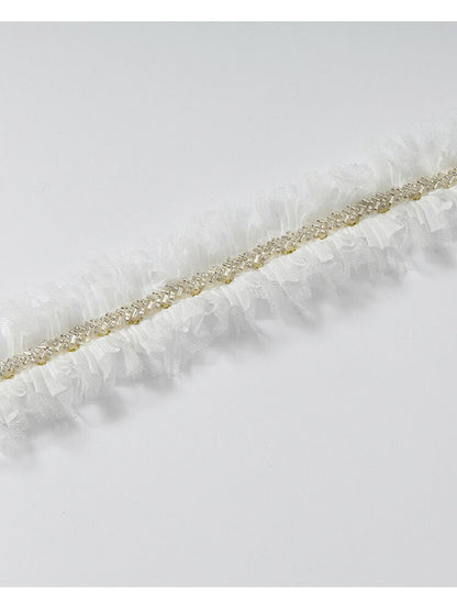 Court Pleated Lace Silk Scarf Waist【s0000016997】
