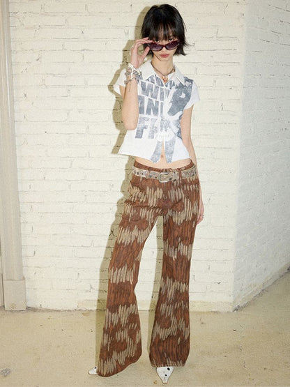 Retro Printed Bell-Bottom Pants【s0000012952】