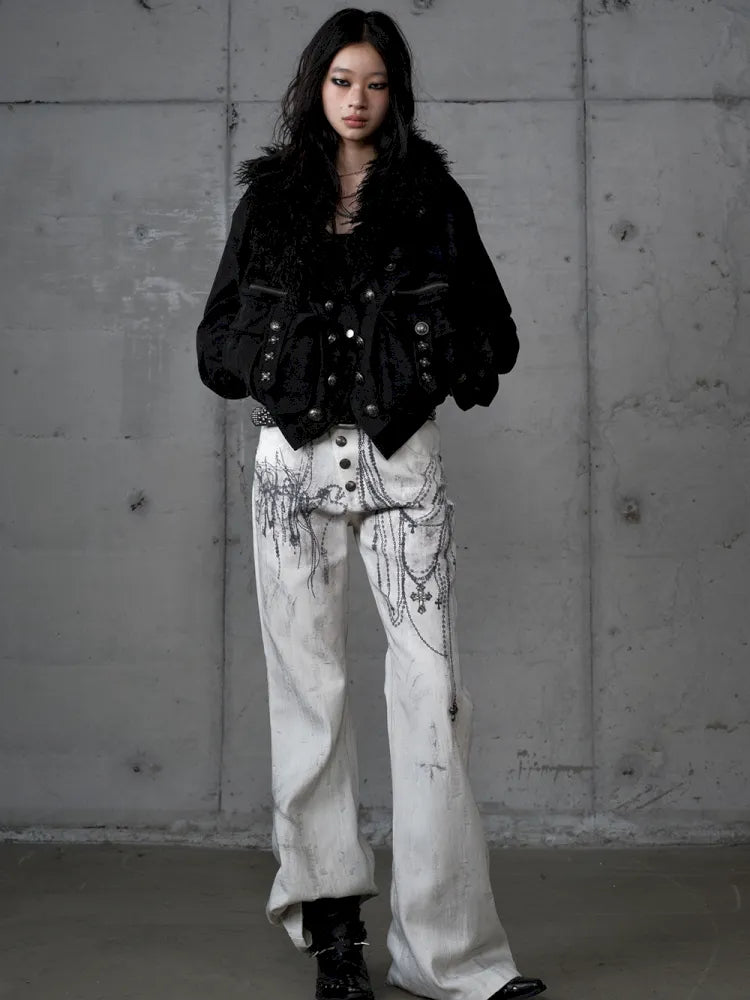 Denim Distressed Wide-Leg Pants【s0000013949】