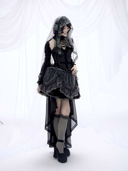 Cross Cut Out Jacquard Halter Gothic Coat【s0000014685】