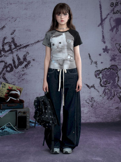 Shoulder insert short sleeve T-shirt【s0000013362】